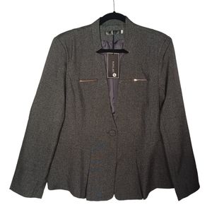 YUNCLOS Gray Button Front Long Sleeve Career Blazer Jacket Large NWT